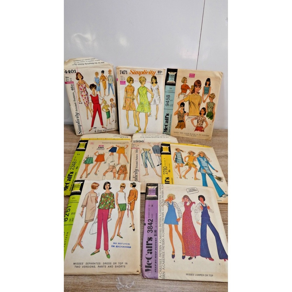 Lot Of 8 McCall & Simplicity Dress Sewing Patterns